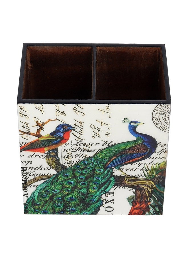 BeFunky Designer MDF Wooden Cutlery Stand/Holder | Organizer for Dining Table & Kitchen | Peacock Design with Special Enamel Coating - Image 2